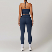 TZ8791-2 beau dos Yoga gilet avec pantalon taille haute Logo personnalisé licou cou costume de sport respirant Fitness Gear