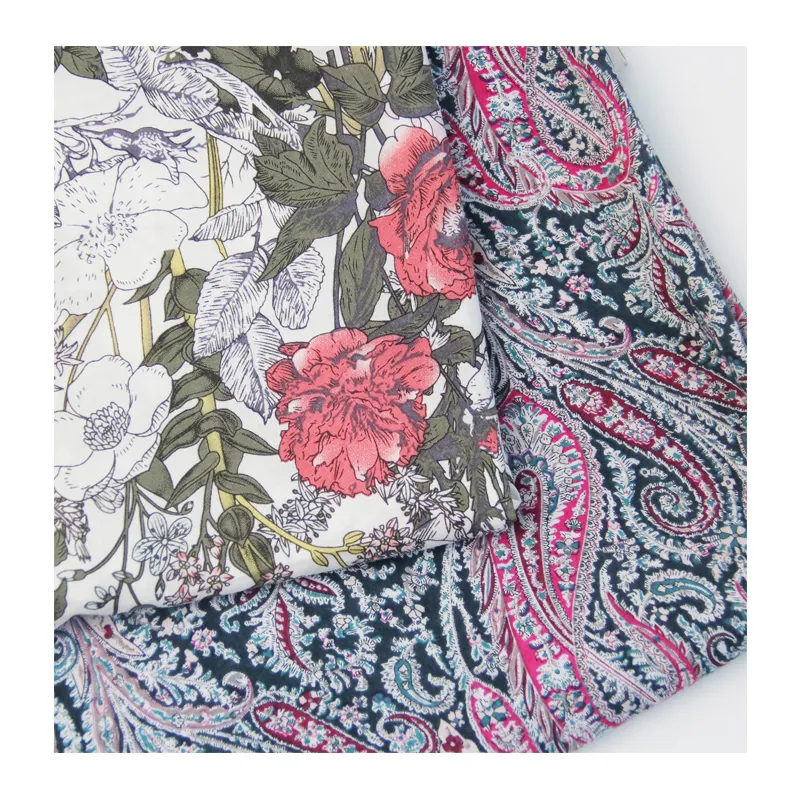 Neue Mode gewebte Popel ine bedruckte Stoff Blumen gedruckt 100 Rayon Viskose Stoff für Frauen Kleid