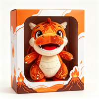 Peluche Dinosaure Motif Volcan de Feu, Adorable Dragon Orange en Peluche, Décoration de Chambre Douce, Poupée pour Enfants, Cadeau d'Anniversaire et de Fêtes