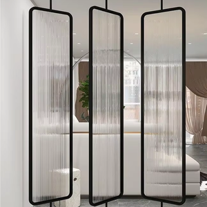 Style <span class=keywords><strong>nordique</strong></span> Changhong verre écran cloison luxe rotatif <span class=keywords><strong>avec</strong></span> courbe en métal Durable Simple salon moderne panneau trempé - Product Image 5