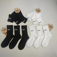 3 paires de chaussettes de sport pour hommes en coton avec logo personnalisé brodé et étiquette en papier