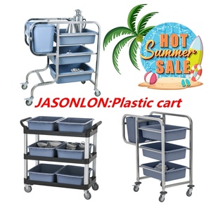 Chariot de service manuel en plastique pour équipement de cuisine d'hôtel, certifié PP LFGB, capacité 30-50 kg, épaisseur 5 mm, OEM - Product Image 6