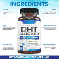 Capsules Bloqueuses de DHT OEM pour la Croissance des Cheveux, Pilules Bloqueuses de DHT à base de Palmier Nain, Complément Bloqueur de DHT Favorisant des Cheveux Sains, Épais et Forts