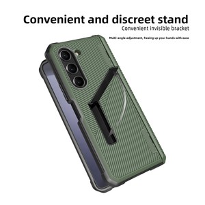 Suitable for Samsung foldable <b>phone</b> FOLD5, featuring a spring hinge and a striped, invisible <b>stand</b> - Product Image 1