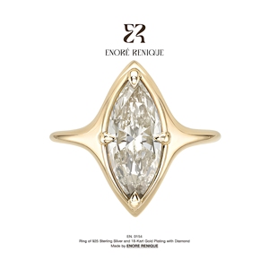 2 Karat Marquise-Schliff Krappenfassung Feine Ringe 18K Vergoldeter 925 Sterling Silber <span class=keywords><strong>Ring</strong></span> D-Farbe VVS1 Moissanit-Schmuck für Damen - Product Image 1