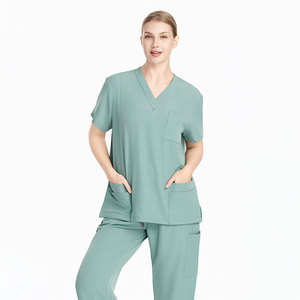 <span class=keywords><strong>Ensemble</strong></span> de tenues d'infirmière unisexe en tissu Spandex/Polyester, <span class=keywords><strong>prix</strong></span> bas, logo personnalisé, pantalon d'infirmière à 3 poches, multi-poches, stock disponible - Product Image 6