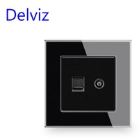 Puerto Universal para Computadora Delviz, Adaptador de Módulo RJ45, Panel de Vidrio sin Logotipo, Interfaz CAT5E, Cable de Red + Enchufe de Pared para TV