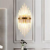 Applique murale design moderne LED d'intérieur en cristal pour décoration de fond de couloir, lampe murale pour chambres d'hôtel