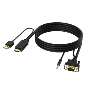 كابل تحويل الفيديو HDMI إلى VGA 1080P HDMI أنثى إلى VGA ذكري محول VGA متوافق مع الكمبيوتر المكتبي المحمول