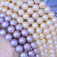 Collier de perles Edison colorées à gros grains, perles de culture d'eau douce rondes de 11-12 mm, chaîne de perles authentiques, bijoux en gros