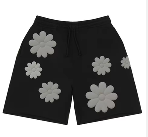 Conjunto de <span class=keywords><strong>Pantalones</strong></span> <span class=keywords><strong>Cortos</strong></span> Deportivos para Hombre, Estilo Urbano, de Algodón, con Estampado Puff, para Correr, Gimnasio, con Cintura Elástica - Product Image 1