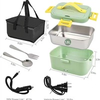 Tragbare Elektrische 1,8L Lunchbox 12V/24V/110V Elektrischer Multifunktions-Speisenwärmer aus Edelstahl für Zuhause, Büro und Auto
