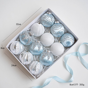 Blue Handmade Fancy Plastic Ball 6/8cm Classic Style Waterproof Mini <b>Christmas</b> Tree Decoration Hanging Ornament for Home <b>Box</b> - Product Image 6