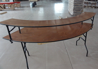 Table serpentine rustique de style ferme pour comptoir de bar de mariage, tables à manger courbées pliantes portables pour la location de traiteur