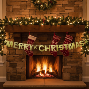 608389 Striscione di Carta Scintillante 'Buon Natale' 1,5m, Ghirlanda di Lettere in Lamina Luccicante, Serie Party Maker Oro Rosso Pronta da Appendere - Product Image 3