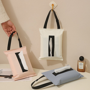 <span class=keywords><strong>Porte</strong></span>-mouchoirs de <span class=keywords><strong>voiture</strong></span> suspendu élégant et imperméable avec pompon, poignée en cuir fixée par bouton, support de mouchoirs de luxe - Product Image 4