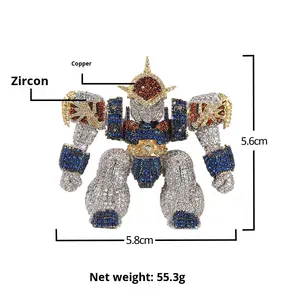สร้อยคอจี้หุ่นยนต์ฮีโร่มาชิน วาตารุ ประดับเพชรไมโครเพฟ สไตล์ฮิปฮอป สำหรับผู้ชาย สายหนา 24 นิ้ว ของขวัญ - Product Image 5