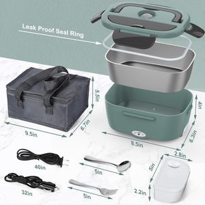 Boîte à lunch électrique chauffante portable pour enfants, avec doublure en acier inoxydable, 110v/12v, pour voiture, bureau, avec sac de transport - Product Image 5