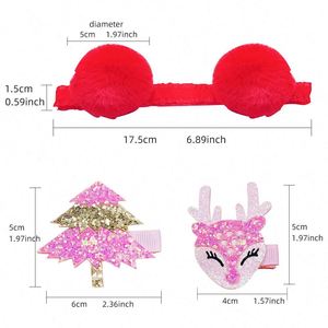 20817 YOKIKIDS Christmas Sweet Style Bow Hairpin Antler BB Clip with 10cm <b>Crystal</b> Sequins Girls' Tie Headwear - Product Image 1