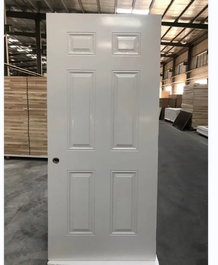 Pintu murah desain Modern baru pintu masuk baja logam harga ekonomi pintu keamanan baja Interior untuk rumah