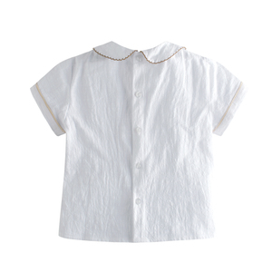 Conjuntos de Ropa de Verano para Bebés y Niños Pequeños, Camisas Bordadas con Cuello Peter Pan y Pantalones Cortos de Lino y Algodón, Estilo Español - Product Image 6