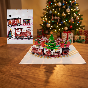 Tarjeta de Navidad 3D Pop-Up, Tren de Jengibre, Tarjeta de Felicitación Navideña, Manualidad en Papel, Regalo Decorativo Personalizado, Origen Vietnam - Product Image 5