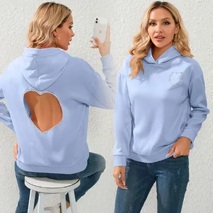 Dropshipping productos Otoño Invierno nueva ropa de mujer señora streetwear caliente Sudadera con capucha manga larga agujero chaqueta con capucha mujeres sudaderas con capucha