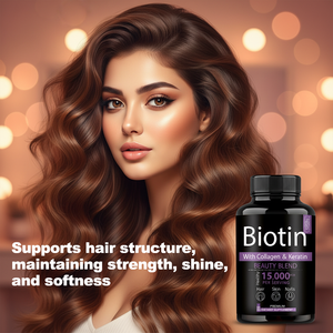 Capsules de biotine, collagène et vitamines <span class=keywords><strong>pour</strong></span> femmes adultes, complément beauté, favorise la croissance des cheveux, de la peau et des ongles, 60 unités, végétalien, sans gluten - Product Image 2