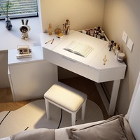 Coiffeuse triangulaire d'angle en bois massif éclairée petite armoire de rangement moderne bureau pour appartement moderne chambre à coucher intégrée