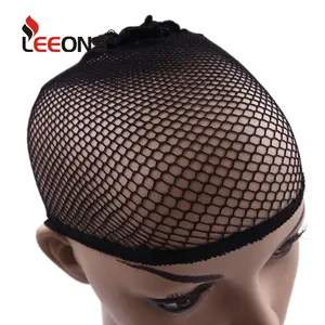 Leeons Stretchable Hairnets Crochet Mesh Wig Stocking Cap Weaving Hair Net Wig Liner Cap For Wig Wearing