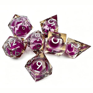 Sharp Edge Liquid Core Purple Floating Sand Resin DND <b>Dice</b> <b>Set</b> Transparent Polyhedral D4-D20 for D&D TTRPG Wholesale - Product Image 4