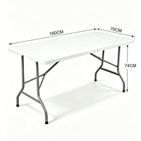 Table pliante rectangulaire en plastique blanche pour l'extérieur, table pliante pour les fêtes