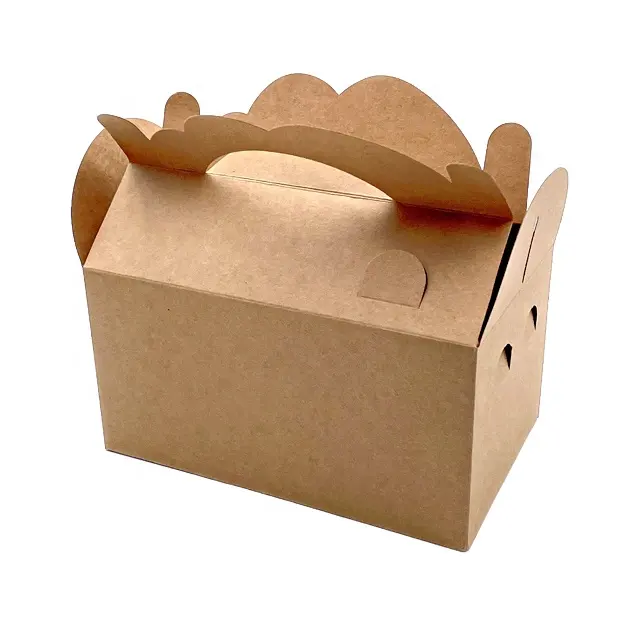 Boîtes de poulet frit en papier Kraft non blanchi avec poignée, Protection de l'environnement, échantillons gratuits fournis