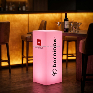Modern LED Cube Patio Furniture Set Rechargeable Waterproof Plastic Garden <strong>Table</strong> and Chairs for Hotel Park or Bar Use - Product Image 1