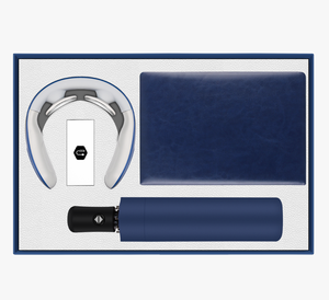 Ensemble cadeau d'entreprise de luxe 3-en-1 en acier inoxydable : masseur de cou <span class=keywords><strong>parapluie</strong></span>, batterie externe et support de téléphone, imprimé offset - Product Image 1