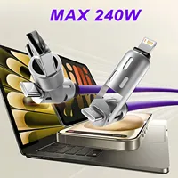 Cable USB Tipo C a USB C 4 en 1 de 240W con Carga Rápida PD para iPhone 16 Pro Max 15 iPad Xiaomi Samsung Tablet, Cable de Datos de 1M