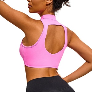 Customized Printed Crisscross Back <b>High</b> Neck Crop <b>Top</b> Quick-Dry Lightweight Yoga Vest Breathable Hollowed Waist Skinny Fit Sexy - Product Image 4