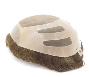 Perruque toupet en dentelle mono en cheveux humains vierges indiens de couleur brun gris naturel, taille 6*8 8*10, densité 120%, coupe pixie, <span class=keywords><strong>pour</strong></span> homme - Product Image 1