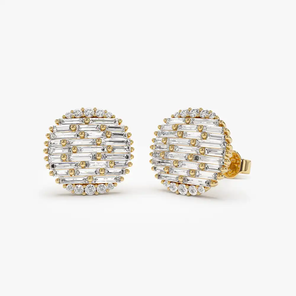 VLOVE Lucky Charm orecchino Jewelri Lab-Grown Diamonds 14k Baguette Diamond Needle Cut Statement orecchini orecchini a bottone con diamanti