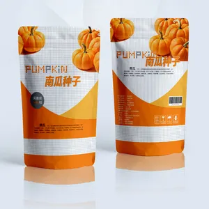 Free Sample Design with Tear Stand up Pouch Bag with Zipper Fresh Vegetables Grass Seed Packaging Plastic Food PE HP Zipper Top
