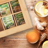 Support de boîte à thé en bambou naturel de haute qualité avec 10 compartiments et couvercle transparent pour organisateur de sachets de thé