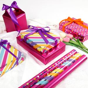 Venta al por mayor 80g 43*300cm metálico Rosa rojo papel de embalaje papel de regalo - Product Image 5