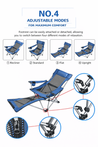 <span class=keywords><strong>Chaise</strong></span> de camping portable d'extérieur avec repose-pieds, <span class=keywords><strong>chaise</strong></span> de plage inclinable à double usage, <span class=keywords><strong>chaise</strong></span> de camping minimaliste en métal, <span class=keywords><strong>chaise</strong></span> de jardin en acier - Product Image 2