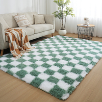 Tapis shaggy noir et blanc abstrait en peluche, écologique, lavable et antidérapant pour chambre à coucher, salon et décoration intérieure