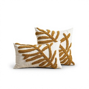 ITHL Bohemian Embroidered Plant Pattern <b>Throw</b> <b>Pillow</b> Cover Cotton Square Washable Removable Zipper Closure Non-Toxic - Product Image 1