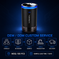 Diffuseur d'arômes et humidificateur de voiture YUEHANGTC USB-C avec anneau LED bleu visible et réservoir d'eau intégré pour porte-gobelet