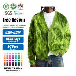 Maßgeschneiderter OEM Mohair-Pullover für Herren Flauschiger Langarm-Freizeitstrickpullover Winterjacke Gestrickter Cardigan Mohair-Strickpullover - Product Image 1