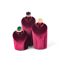 Présentoir à bagues en velours, plateau de présentation de bijoux, support d'affichage d'accessoires, pour diffusion en direct de bagues