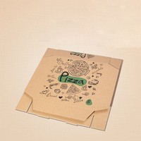 Cajas de cartón corrugado kraft desechables plegables personalizadas para pizza de 13 pulgadas con logo para alimentos.