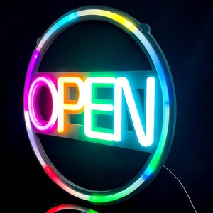 Enseigne néon LED ouverte personnalisable, lettres acryliques lumineuses flexibles et colorées pour décoration de magasin, entreprise ou festival - Product Image 1